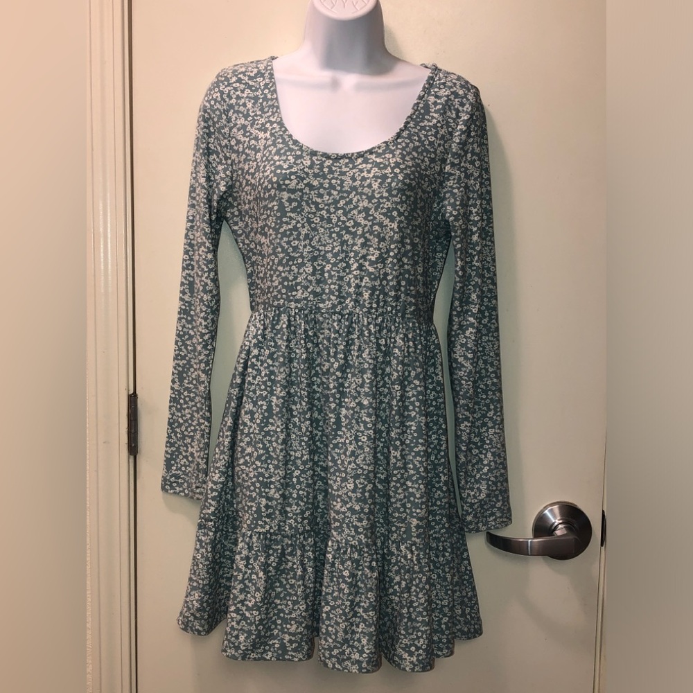 RUE 21- Cute Teal green with cream florals mini dress.